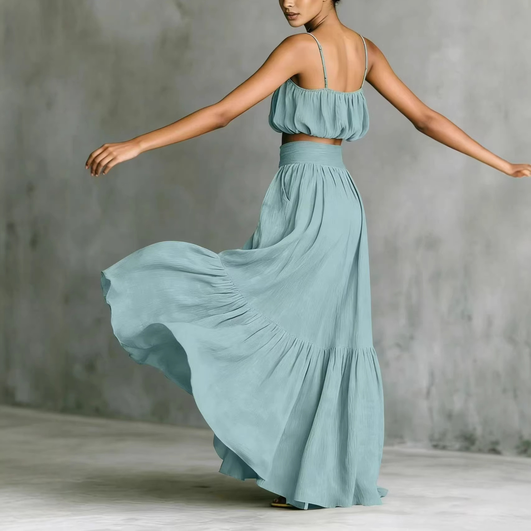 Boho Summer Beach Maxi Dress - Conjunto Feminino de Verão 2 Peças: