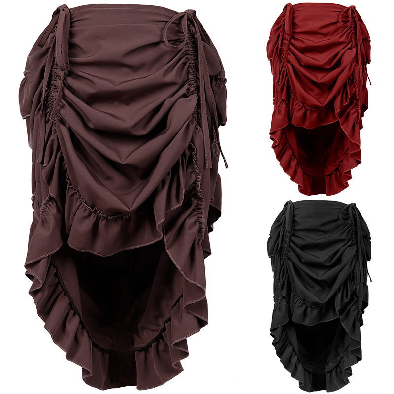 Skirts - Saia de corpete plissada estilo steampunk