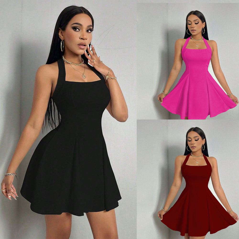 Novo Vestido Mini Y2K Feminino - Y2K Backless Halter Mini Dress avaliação e preço