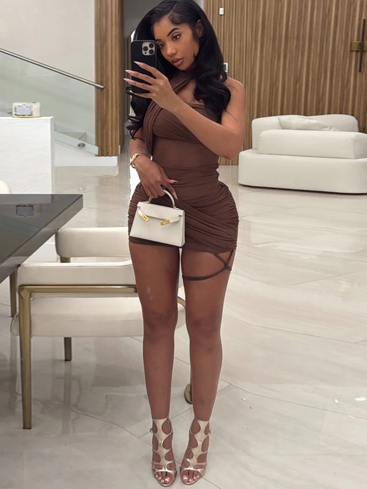 XTOCEAN Vestido Sexy Transpare - Y2K Backless Halter Mini Dress avaliação e preço