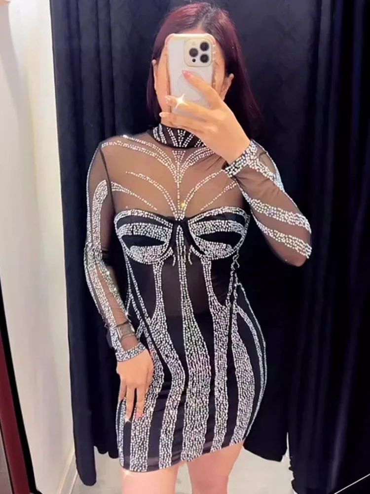 Brilhante diamantes strass ves - Sparkly Rhinestone Club Party Dress avaliação e preço
