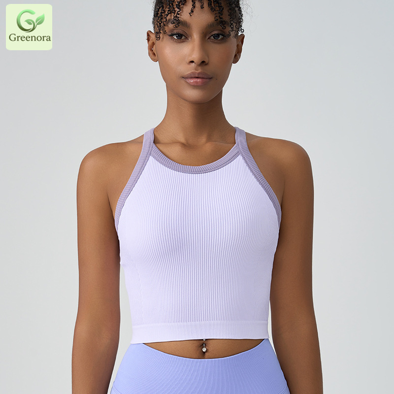 Top Cropped de Yoga Greenora c - Seamless Ribbed Workout Tank Top avaliação e preço