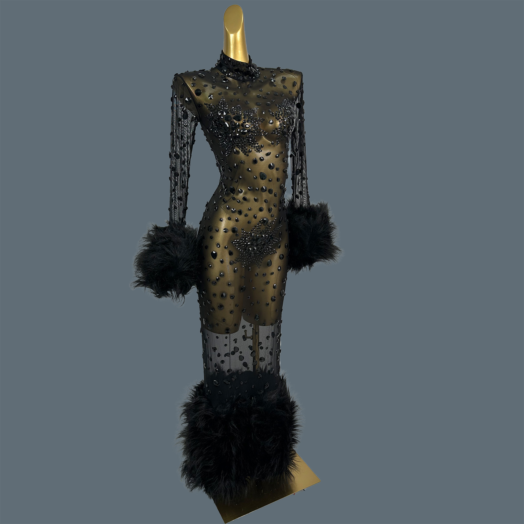 Sexy ver através de malha fofo - Sparkly Rhinestone Club Party Dress avaliação e preço