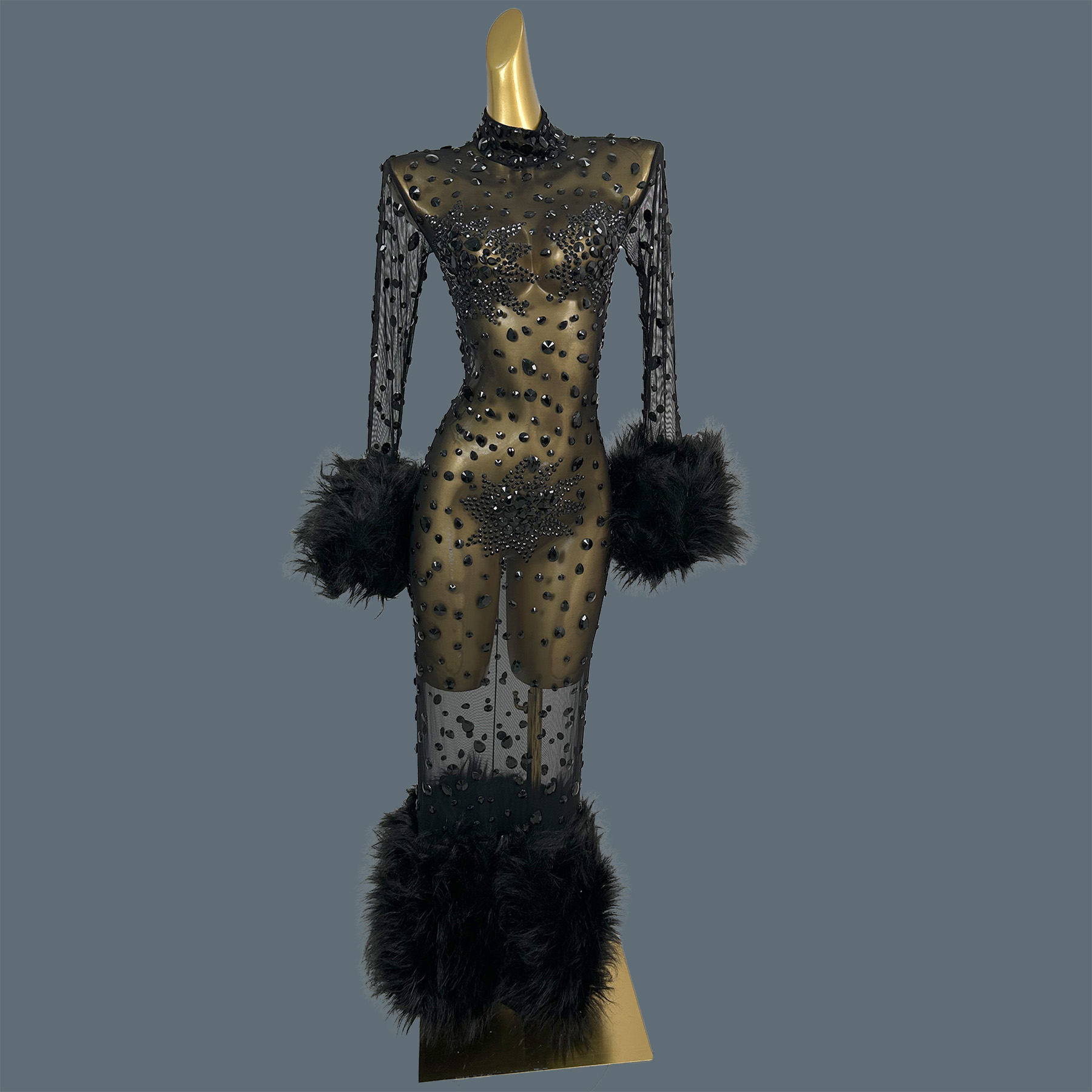 Sexy ver através de malha fofo - Sparkly Rhinestone Club Party Dress avaliação e preço