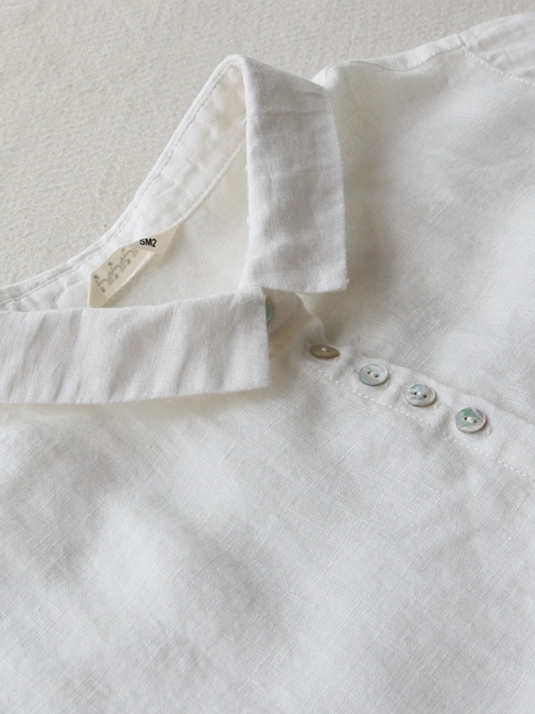 Vestido de Linho Artístico Fem - Casual Loose Linen Shirt Dress avaliação e preço
