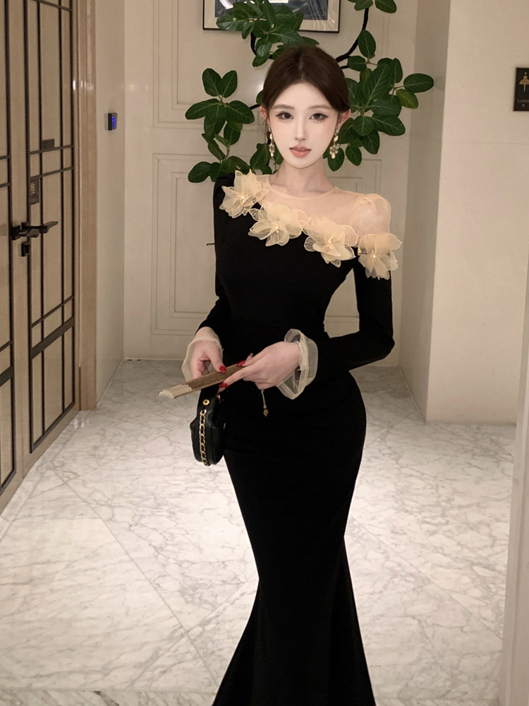 Retro 3d floral preto vestido  - Sexy Mesh Sheer Bodycon Dress avaliação e preço