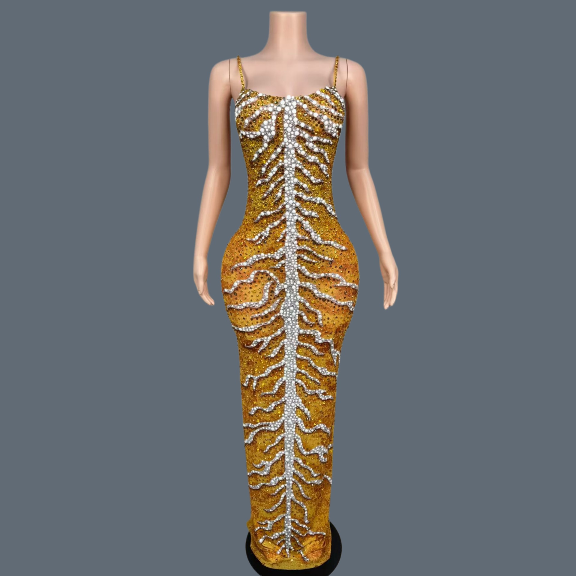 Vestidos Longos Elegantes de S - Sparkly Rhinestone Club Party Dress avaliação e preço