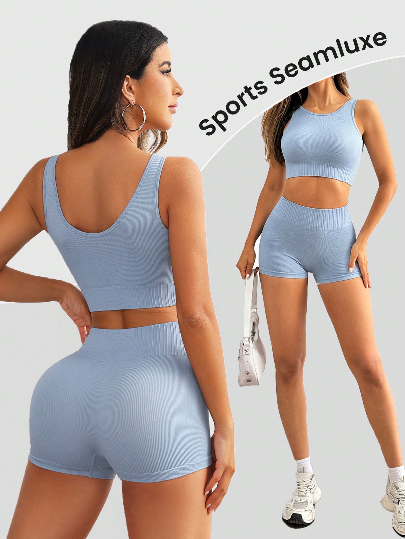 Conjunto de Yoga Sem Costura p - Seamless Ribbed Workout Tank Top avaliação e preço